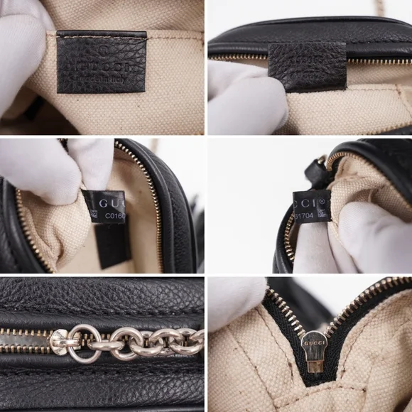 CD07 💖 GUCCI Metallic Pebbled Calfskin Mini Soho Chain Bag - Picture 9 of 15